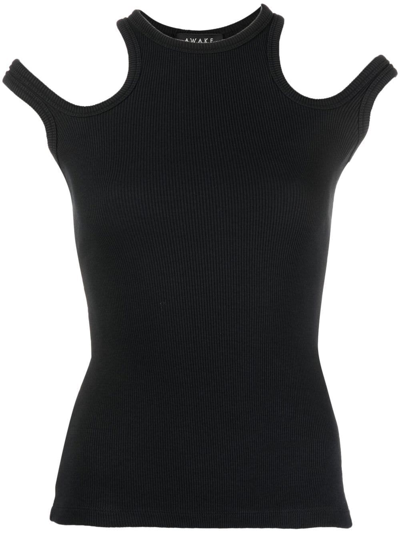 Shop A.w.a.k.e. Ribbed Cut-out Detail Vest In Black