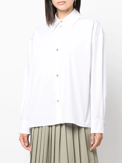 Shop A.w.a.k.e. Open-back Long-sleeve Shirt In White