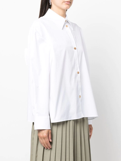 Shop A.w.a.k.e. Open-back Long-sleeve Shirt In White