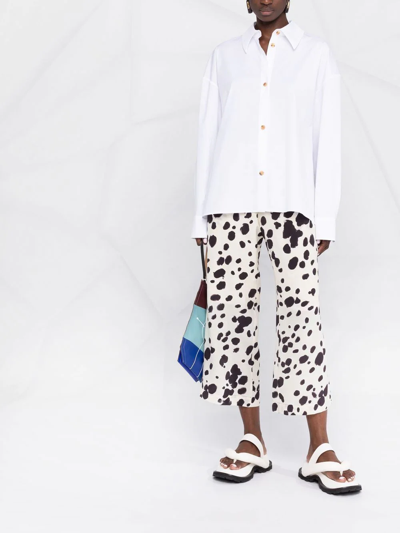 Marni Cow-print Cropped Trousers In Neutrals