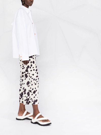 Shop Marni Cow-print Cropped Trousers In Neutrals