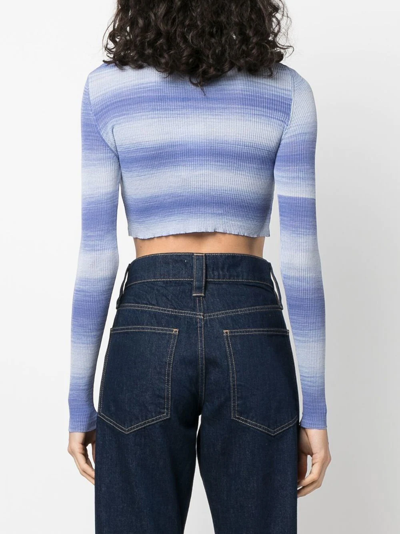 Shop Paloma Wool Buttoned Ribbed-knit Cropped Top In Blue