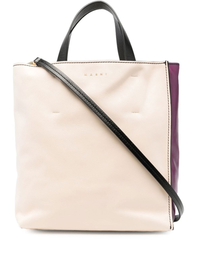 Shop Marni Museuo Colour-block Tote Bag In Neutrals