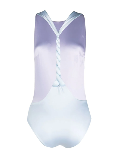Isa Boulder Rope Reversible Satin One-piece Swimsuit In Violett