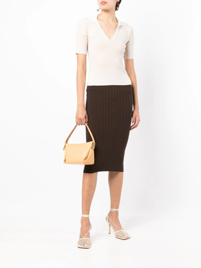 Shop Cotton Citizen Capri Ribbed Midi Skirt In Braun