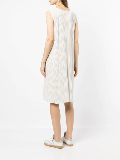 Shop Issey Miyake Mellow Pleated Midi Dress In Weiss