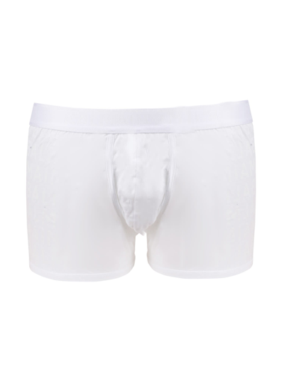 Shop Balmain Boxer Logo Band Shorts In Bianco