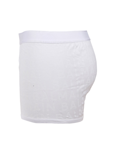 Shop Balmain Boxer Logo Band Shorts In Bianco