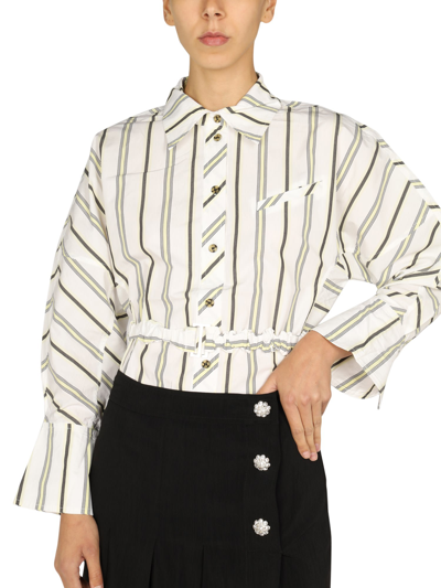 Shop Ganni Striped Pattern Shirt In Multicolor