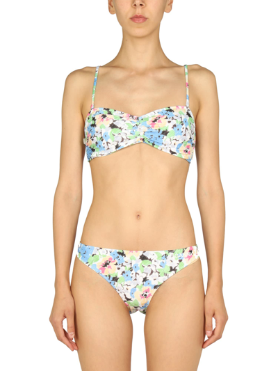 Shop Ganni Floral Pattern Bikini Briefs In Multicolor