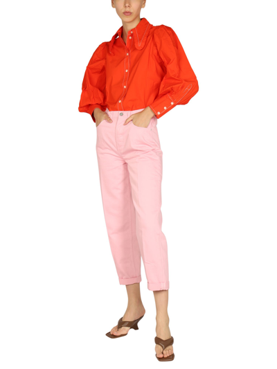 Boyish The Harvey Cropped Raw Hem Jean Jacket In Rosa