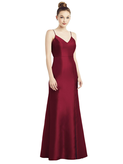 Shop Alfred Sung Open-back Bow Tie Satin Trumpet Gown In Red