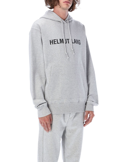 Shop Helmut Lang Core Logo Hoodie In Grey Melange