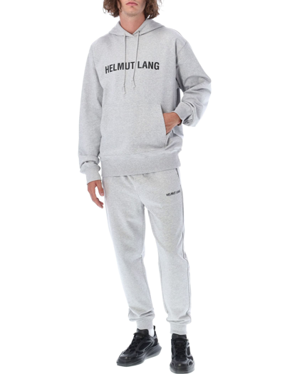 Shop Helmut Lang Core Logo Hoodie In Grey Melange