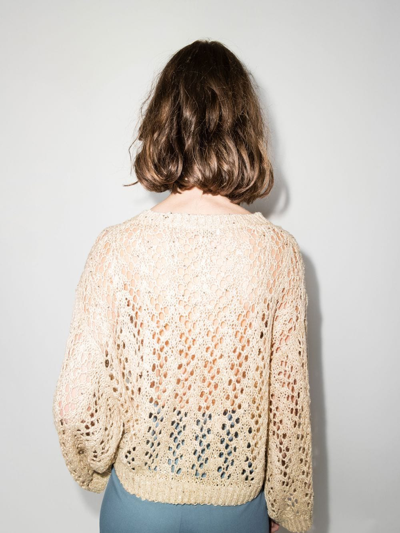 长袖镂空针织毛衣