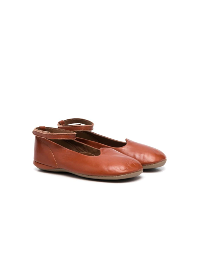 Shop Pèpè Round-toe Ballerina Shoes In Brown