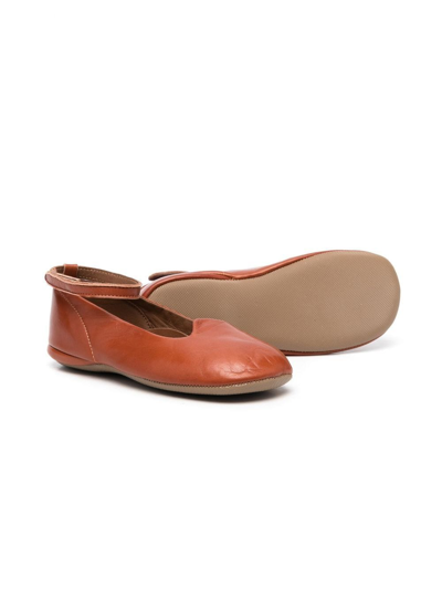 Shop Pèpè Round-toe Ballerina Shoes In Brown