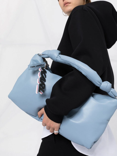 Shop Karl Lagerfeld K/knotted Medium Padded Shoulder Bag In Blue