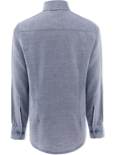 Moustache Navy Oxford Dress Shirt In Blue