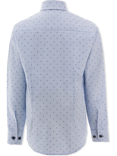 Moustache Pinstripe Organic Cotton Dress Shirt In Blue