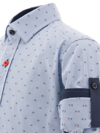 Moustache Pinstripe Organic Cotton Dress Shirt In Blue