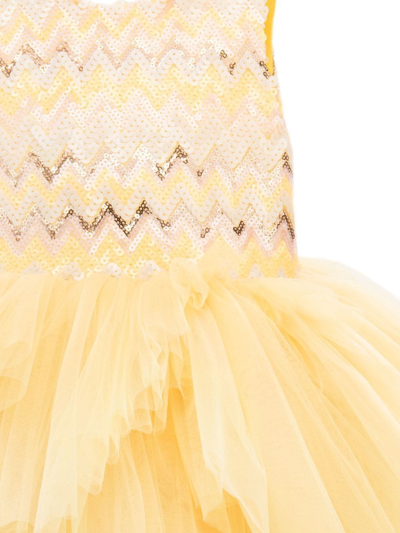 Tulleen Sequinned Tulle Midi Dress In Yellow