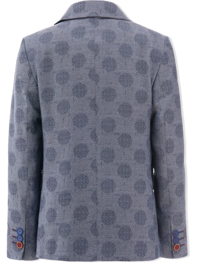 Shop Moustache Polka-dot Cotton Blazer In Blue