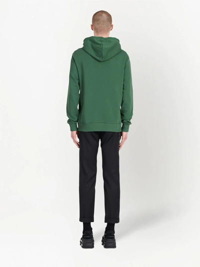 Shop Balmain Logo-print Drawstring Hoodie In Green