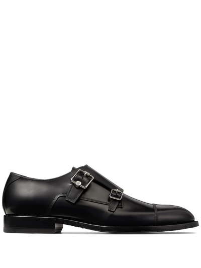 Shop Jimmy Choo Finnion Monk Shoes In Black