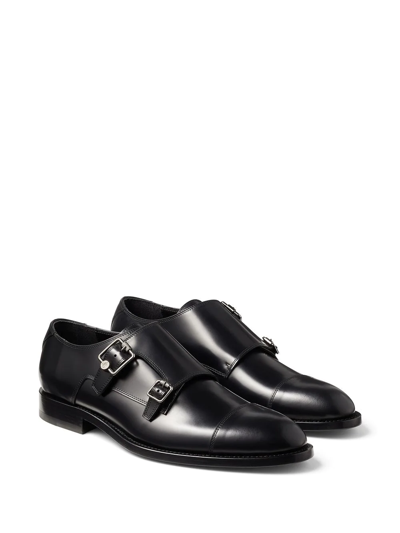 Shop Jimmy Choo Finnion Monk Shoes In Black