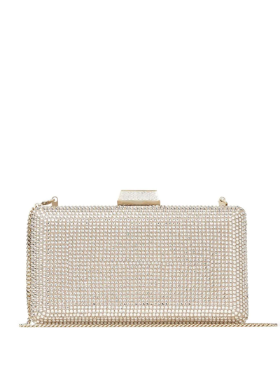 Shop Jimmy Choo Clemmie Crystal-embellished Clutch Bag In Neutrals