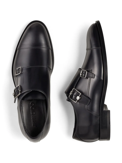 Shop Jimmy Choo Finnion Monk Shoes In Black