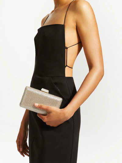 Jimmy Choo Clemmie Honey Gold Suede Clutch Bag With Crystals In Neutrals
