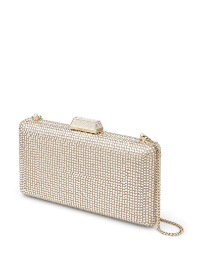 Jimmy Choo Clemmie Honey Gold Suede Clutch Bag With Crystals In Neutrals