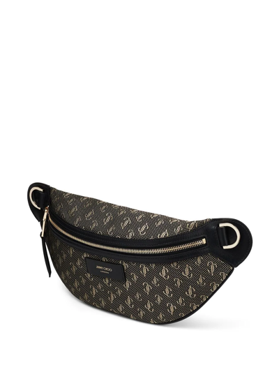 Shop Jimmy Choo York Monogram-print Belt Bag In Black