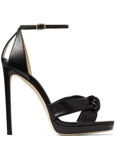 Shop Jimmy Choo Rosie 120mm Knotted Sandals In Black