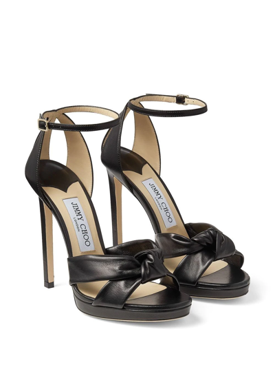 Shop Jimmy Choo Rosie 120mm Knotted Sandals In Black