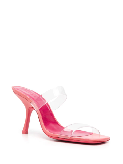 Shop By Far Clara 100mm Transparent-strap Sandals In Pink