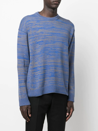 Shop John Elliott Mélange-effect Crew-neck Jumper In Blue