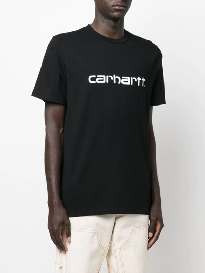 Carhartt Logo-print Crew-neck T-shirt In Black