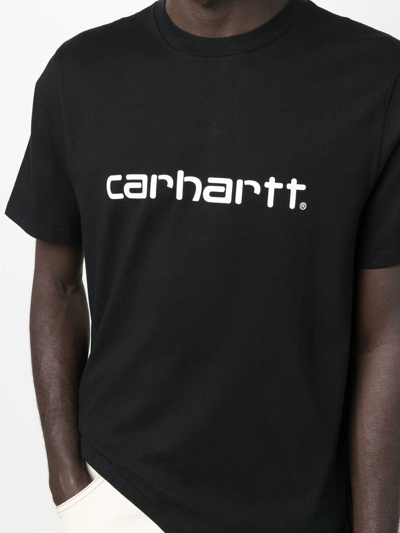 Shop Carhartt Logo-print Crew-neck T-shirt In Black