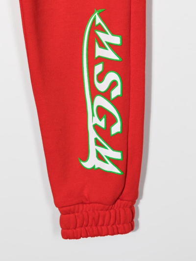 Msgm Logo Print Track Pants In Red