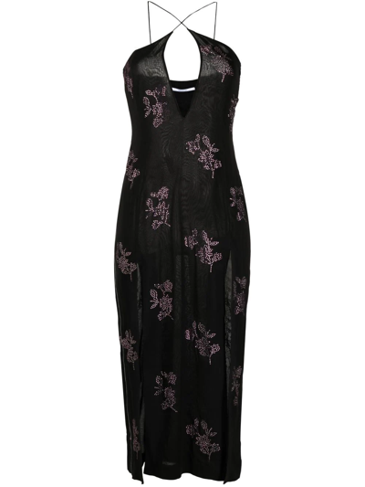 Shop 16arlington Crystal-embellished Halterneck Dress In Black