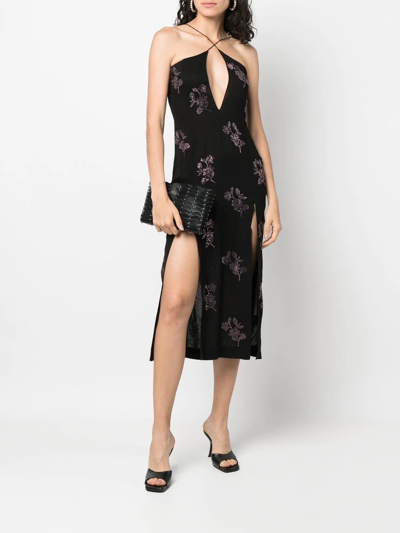 Shop 16arlington Crystal-embellished Halterneck Dress In Black