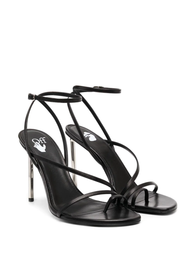 Off-white 110mm Allen Leather Thong Sandals In Black