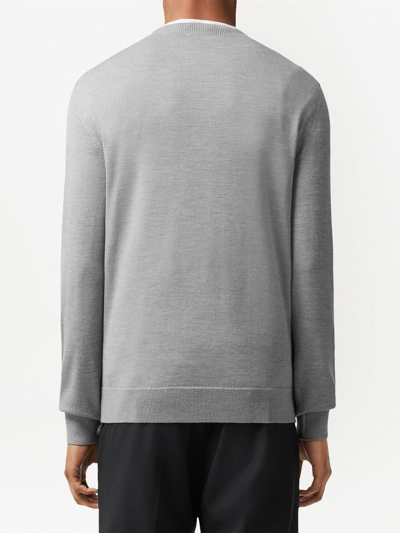 Shop Burberry Logo-intarsia Knit Jumper In Grey