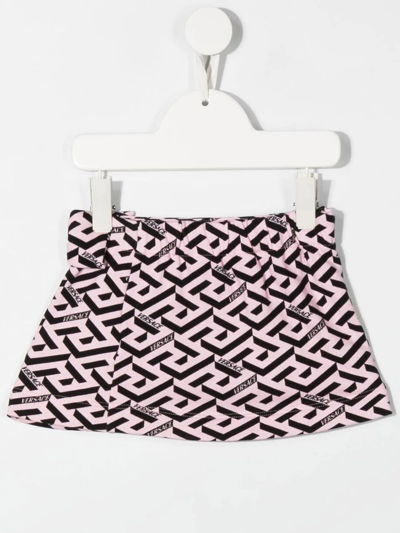 Shop Versace Logo-print A-line Skirt In Pink