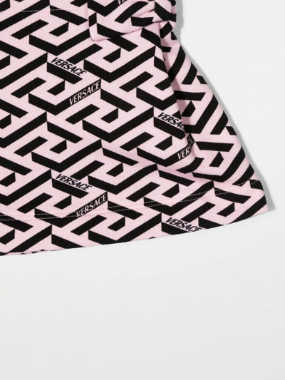 Shop Versace Logo-print A-line Skirt In Pink