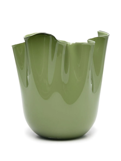 Venini Sculptural Glass Vase In Green