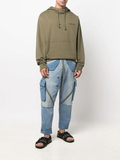 Shop Greg Lauren Panelled Tapered Jeans In Blue